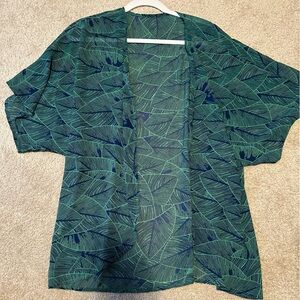 Palm leaf open blouse/cover up